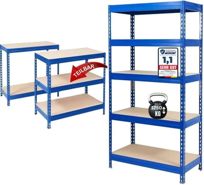Zwaar Lasten Rek - Stevig Opbergsysteem - Garage Werkplaats - Snelle Steekmontage - 220x120x45cm - Blauw