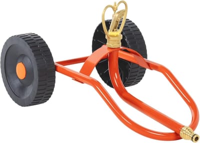 Sprinklerslee met wielen - Sproeier wagen - Gazon water geven - 360 graden draaibare kop - 8.5 meter bereik - Rood