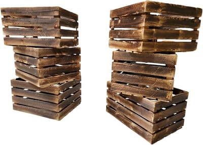 Set van 6 Massief Houten Fruitkisten voor Opslag en Meubelbouw