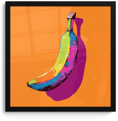 Poster in lijst - Fotolijst 40x40 cm - Posters - Felle kleuren - Banaan - popart - Posterlijst zwart - Decoratie - Wanddecoratie woonkamer - Muurdecoratie slaapkamer
