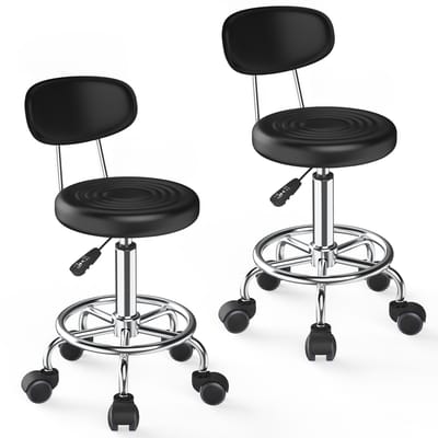 PIPIPOXER-Barkrukken set van 2, linnen stoffen keukenstoel, draaibare barkruk voor keuken/thuisbar,Beige