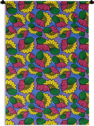 Wandkleed - Wanddoek - Bloemen - Patroon - Afrika - 120x180 cm - Wandtapijt