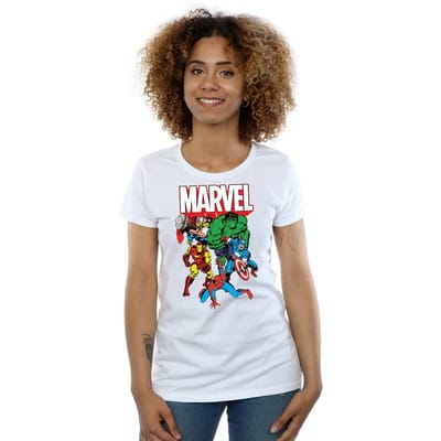 Marvel Dames/Dames Hero Group Katoenen T-Shirt (Wit)