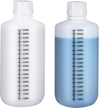 Chemisch bestendige laboratoriumflessen van HDPE, transparant en lekvrij voor reagentia, monsters en vloeistofopslag - 2-pack van 1000 ml