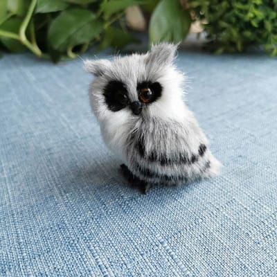 Kerst Uil Ornament Speelgoed, Wit Zwart Pluizig Pluche Baby Uil Model, Pluizig Schattig Vogel Kerstornament voor Vakantie Bureau Decor