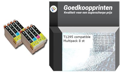 Huismerk Epson T1295 inkt cartridges 2 x 4 Kleuren Multipack (132 ml)