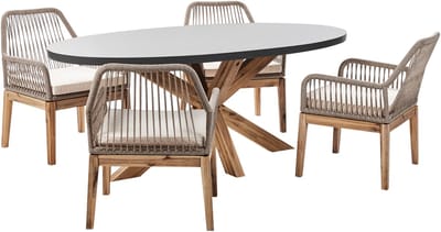 ORISTANO/OLBIA - Tuinset 4-zits - Grijs/Beige/Lichthout - Beton
