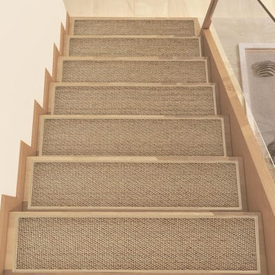 Antislip traptreden, rubberen traptreden met zelfklevende achterkant, set van 15 extra dikke trapmatten van linnen, voor binnenshuis, geschikt voor kinderen, ouderen en huisdieren, trapmatten die geen resten achterlaten, 20 cm × 76 cm, beige