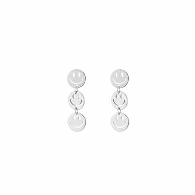 Bijoutheek Oorknoppen Drie Smiley's Zilver