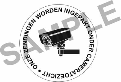 500 Stuks Verpakking Stickers Camerabewaking bij inpakken Verzenden 4x4 cm Wit