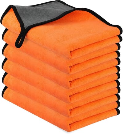 Famanu - Microvezeldoeken, 6 stuks microvezel autoreinigingsdoeken van 400 g/m², multifunctionele pluisvrije poetsdoeken, super absorberende hand