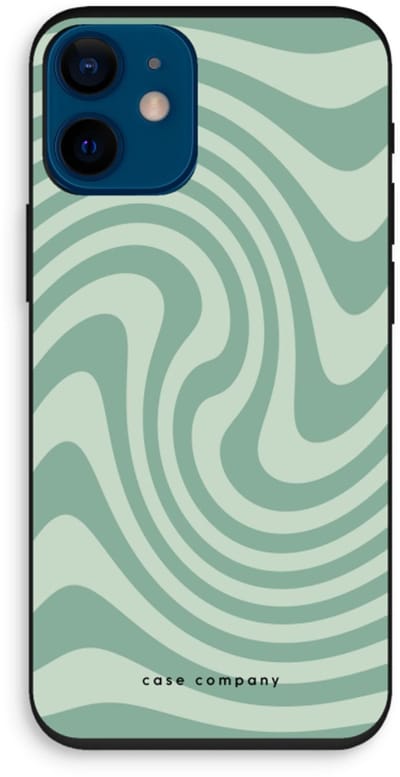 Case Company® - Hoesje geschikt voor iPhone 12 mini hoesje - Swirl Groen - Biologisch Afbreekbaar Telefoonhoesje - Bescherming alle Kanten en Schermrand