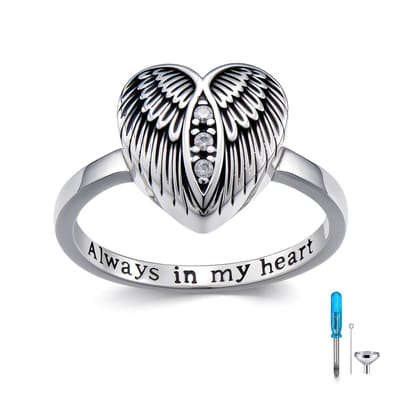 Luxe Asring – 925 Zilver - Handgemaakte Urn Ring / Crematie Ring – Urn - Gedenksieraad voor As van Overledene of Dierbare – Rouwsieraad / Memorial Ring - Herdenkingsring - 17.25 mm