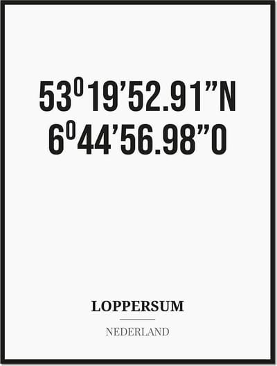 Poster/kaart LOPPERSUM met coördinaten