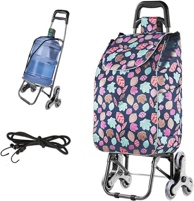 Boodschappentrolley - Draaibare Kar - Trap Klimmen - Waterdichte Tas - 50 kg Draaglast - Grijs