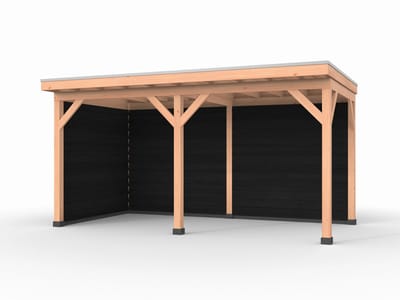 Douglas overkapping, 500 x 250, met achterwand en zijwand, Westwood Comfort Plus Zwart