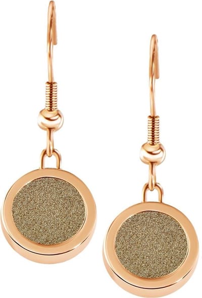 Quiges RVS Schroefsysteem Oorhangers Oorbellen Rosékleurig met Verwisselbare Gouden Glitter Mini Munt Set - ECOS040