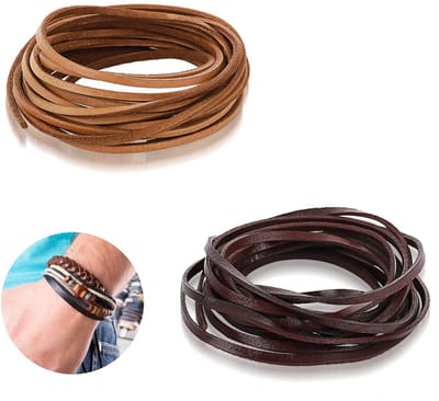 MTTProducts - Leerkoord - Vintage Leerbanden - 2 Rollen van 300cm - DIY Sieraden en Armbanden - Creatieve Knutselprojecten - Geschikt voor Hobbyisten