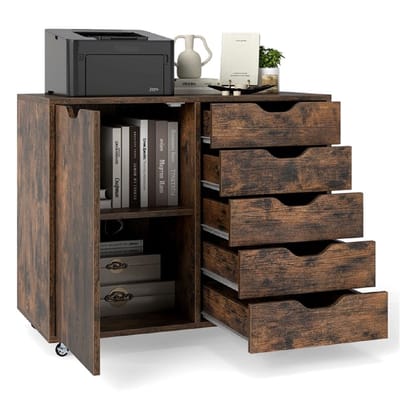Archiefkast - Dossierkast - Roldeurkast - Kantoorkast - Opbergkasten met deuren - Archiefkast - 78 x 40 x 65 cm - Bruin