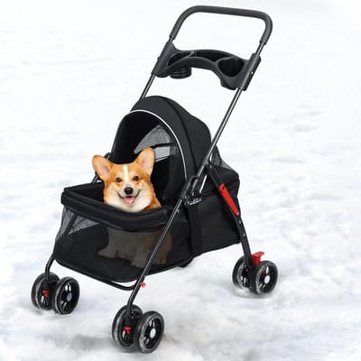 Honden Wandelwagen - Reisbuggy Huisdier - Comfortabel Reizen - 360 graden vering - 98 x 695 x 495 cm - Zwart