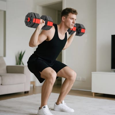 MODFU - Verstelbare 4-In-1 Halterset - Kettlebell Halter Langhalter En Push-Up Steunen - Kunststof - Rood - 25 Kg