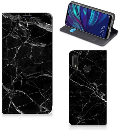 Huawei Y7 hoesje Y7 Pro (2019) Standcase Marmer Zwart - Origineel Cadeau Vader