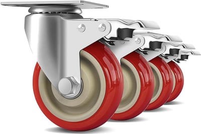 Set van 4 Zware Zwenkwielen 4 inch met Rem - Industriële Rolwielen tot 2200 lbs