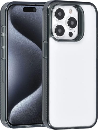 Multimedia & Accessoires Beschermende TPU Back Cover Case Hoesje geschikt voor Apple iPhone 15 Pro - Siliconen met Harde Plastic Randen - Glans Zwart Randen