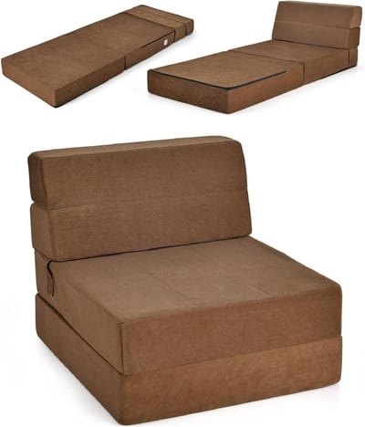 Vouwvloerbank - Zitbank Bed - Ontspannen Zitten - Afneembare Hoes - 71 x 76 x 61cm - Bruin