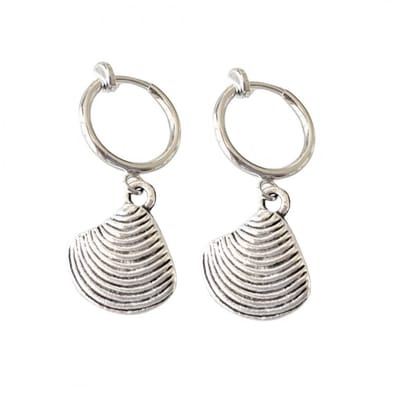 Klem oorbellen -zilverkleur- schelp- geen gaatje- Charme Bijoux