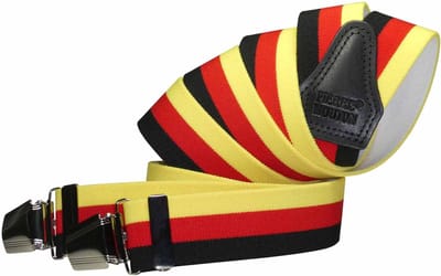 Pierre Mouton Duitsland Bretel - Bretels - Volwassenen - Heren - Zwart - Rood - Geel - 120cm - 3 brede clips - M - L