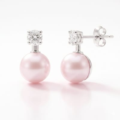 Mbrace Zilveren oorstekers met parel en zirkonia – elegante dames oorbellen met parel – klassieke parelknopjes met glinsterende steen – tijdloos sieraad