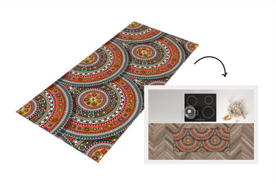 Keukenloper - Loper keuken - Cirkels - Azteken - Patronen - Zuid-Amerika - 120x50 cm - Keukenloper vinyl