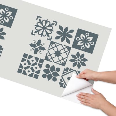 Coloray Meubel Wrap Folie - Grijs Meubelfolie - 65x130 cm - Meubelfolie Zelfklevend Geometrische tegels - Wrapfolie Keuken - Geometrische Meubelfolie - Decoratiefolie - Tafeldecoratie - Geometrie