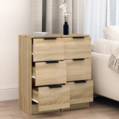 vidaXL - Dressoirs - 2 - st - 30x30x70 - cm - bewerkt - hout - sonoma - eikenkleurig