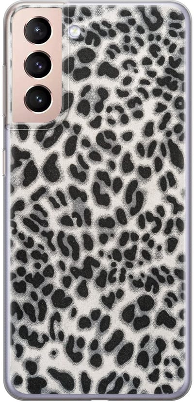 Leuke Telefoonhoesjes - Hoesje geschikt voor Samsung Galaxy S21 Plus - Luipaard grijs - Soft case - TPU - Luipaardprint - Grijs