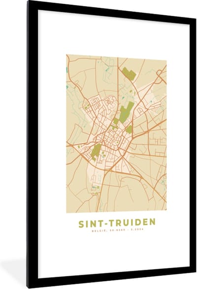 Fotolijst incl. Poster - Vintage - Plattegrond - Stadskaart - Sint-Truiden - Kaart - 80x120 cm - Posterlijst