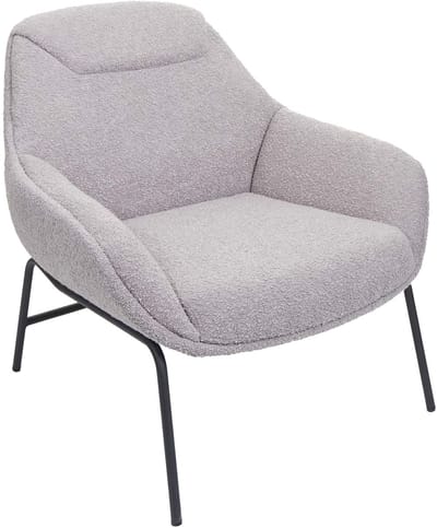 Lounge fauteuil MCW-J77, cocktail fauteuil, bouclé stof metaal ~ lichtgrijs