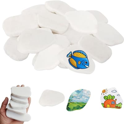 Dailygoods - NEUSID 16 stuks platte stenen om te beschilderen, 5-8 cm, wit, grote kiezelstenen, geschilderde decoratieve stenen, glad grind, strand, kiezelstenen, natuursteen, doe-het-zelf aquariumsteen, voor