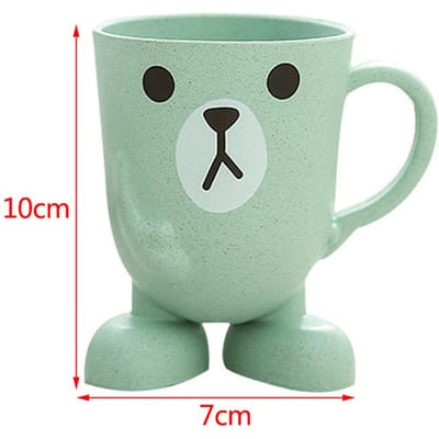 Gobelet de salle de bain, gobelet pour bain de bouche, paille de blé, motif animal de dessin animé, porte-brosse à dents portable, fournitures de salle de bain gray