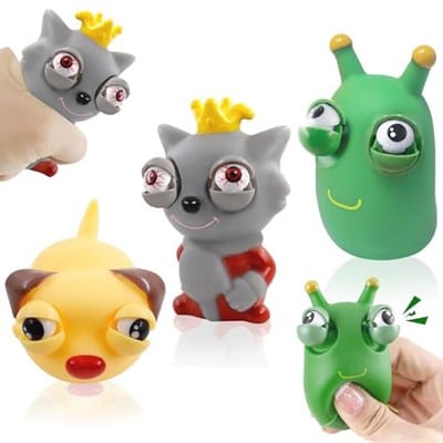 Squishy knijpspeeltjes 3 stuks, grappige anti-stress knijpballen met uitpuilende ogen