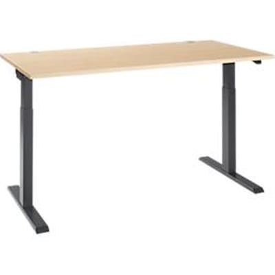 Bureau ERGO-T 2.0 - elektrisch in hoogte verstelbaar - B 1600 x D 800 x H 715-1205 mm - T-voet antraciet - ahorn decor - ons merk Schäfer Shop Select