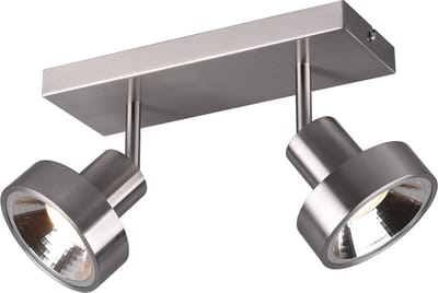 LED Plafondspot - Trion Leonida - GU10 Fitting - 2-lichts - Rechthoek - Mat Nikkel - Aluminium