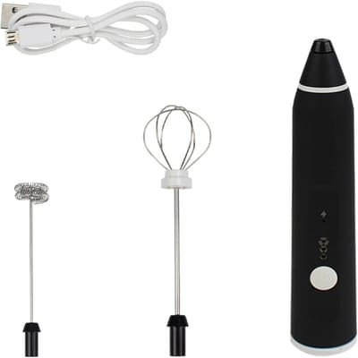Mélangeur à café électrique à chargement USB Shaker à lait Fabricant Mousseur Mousseur Fouet à œufs rechargeable Manuel 3 vitesses Ajustement personnalisable Blen Utilisation pratique noir