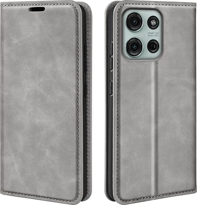 MobyDefend Hoesje - Geschikt voor Motorola Moto G75 - Luxe Wallet Bookcase (Magnetische Sluiting) - Grijs