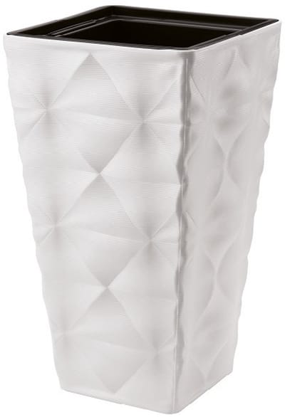 Form Plastic Plantenpot/bloempot Diva Slim - kunststof - wit - D30 x H56 cm - met binnenpot - tuin potten