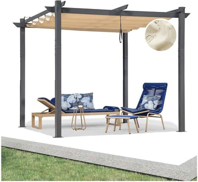 PURPLE LEAF Pergola – Stevig Aluminiumframe – Verstelbaar Zonneschermdak – UV Werend Doek – Weerbestendig en Roestvrij