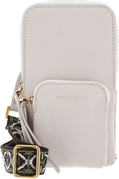 COCCINELLE Leren Telefoontasje Pixie Hi-Tech Phone Bag Lambskin White Crème