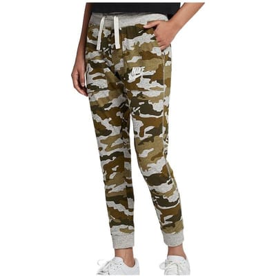 Pantalon Décontracté Camouflage à Cordon de Serrage et Chevilles Resserrées avec Logo Imprimé Nike pour Femmes Bas Vert AO9179-395 S gray