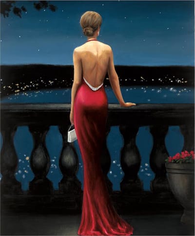 Allernieuwste.nl® Canvas Schilderij Sexy Dame in Avondjurk - Kunst aan je Muur - Abstract Modern Realisme - kleur - 50 x 75 cm